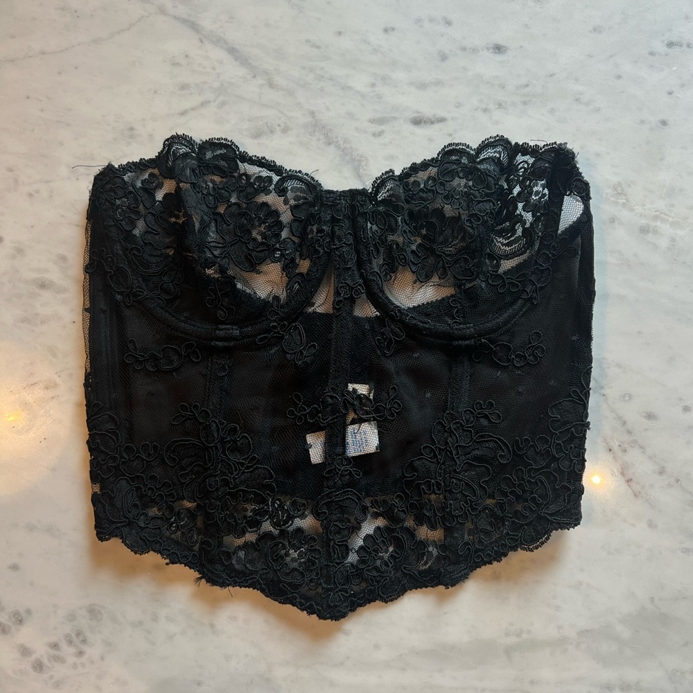 vintage gold label Victoria's Secret Black Lace corset - Picture 1 of 5